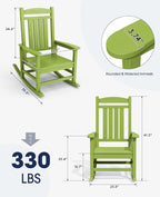 KINGYES HDPE Outdoor Rocking Chair Set of 4, All-Weather Poly Patio Rocking - Image 2