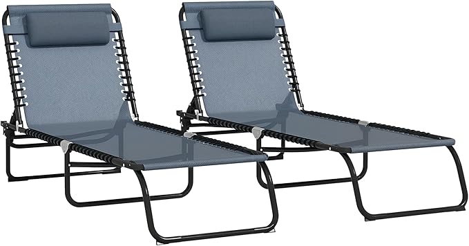 Outsunny Folding Chaise Lounge Chair Set of 2, Patio Sun Tanning Chair by Outsunny