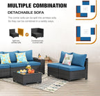 10 Pieces Patio Furniture Set All-Weather Outdoor Wicker Sectional Conversation - Image 6
