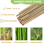 Plant Stakes, 4.8FT Longer Sturdy Natural Bamboo Garden Stakes, GAGINANG 20Pcs - Image 4