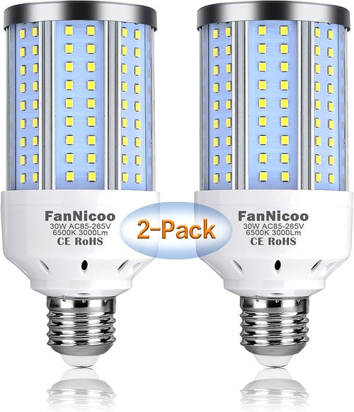 2-Pack 200W Equivalent LED Corn Light Bulb 3000 Lumen 6500K Cool White Daylight by FanNicoo