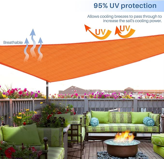 E&K Sunrise 27' x 27' x 27' Sun Shade Sail Triangle Canopy Shade Cover UV Block - Image 5