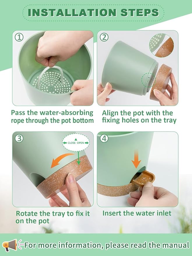 5in Self Watering Pots for Indoor Plants - Image 7