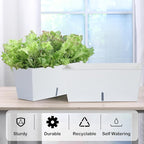 Window Box Planter 6 Pcs, 16.5 Inches Self Watering Rectangle Flower Plant Pots - Image 2