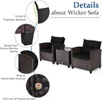 Tangkula 3 Pieces Patio Furniture Set, PE Rattan Wicker 3 Pcs Outdoor Sofa Set - Image 7