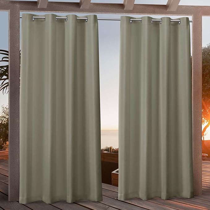 NICOLE MILLER NEW YORK Canvas Indoor/Outdoor Grommet Top Curtain Panel Pair by NicoleMiller