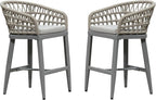 PURPLE LEAF Outdoor Rattan 24" Counter Height Bar Stools Chair Set of 2 - Image 3
