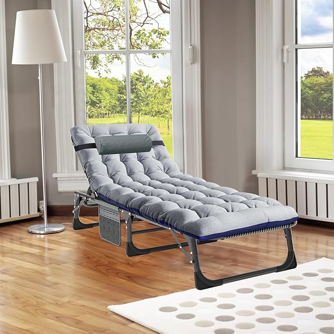 ABORON 2PK Heavy Duty Tanning Chair, 5-Gear Outdoor Folding Chaise Lounge Chair - Image 3
