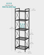 SONGMICS 5-Tier Metal Storage Rack, Shelving Unit - Image 3