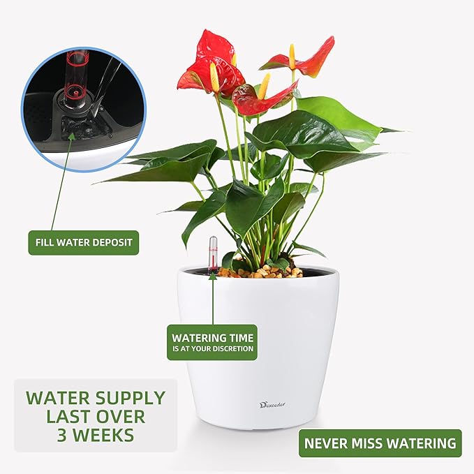 Dexceder 11x10 Inches High Gloss Self Watering Planter Indoor Outdoor, Inner - Image 4