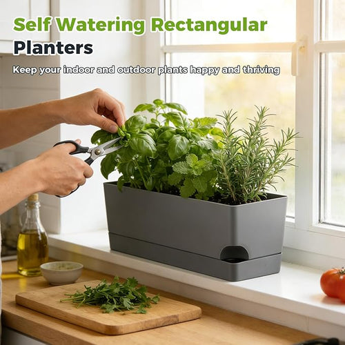 2 Pack Rectangle Self Watering Pots - Image 2