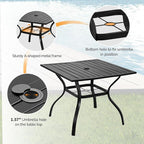 VINGLI 36" Square Patio Table for 4, Metal Outdoor Dining Table - Image 5
