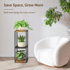 LASZOLA Black 3 Tiered Wood Plant Stand Indoor - Image 7
