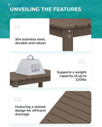 SERWALL HDPE Patio Coffee Table, Rectangle Outdoor Coffee Table, All Weather - Image 5