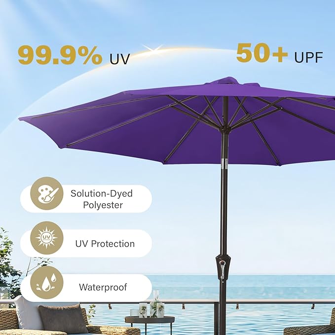 MEWAY 9ft Patio Umbrella Outdoor Table Umbrellas - Image 5