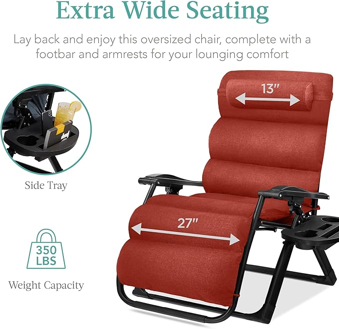 Best Choice Products Oversized Zero Gravity Chair, Folding Outdoor Patio - Image 5