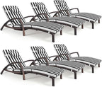 Chaise Lounge Chairs Outdoor Set of 6, Comfy Outside Wicker Patio Pool Lounge by ZZWHOM