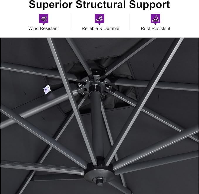 PURPLE LEAF 9 Feet Square Cantilever Umbrella Patio Umbrella - Image 3