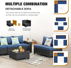 8 Pieces Patio Furniture Set All-Weather Outdoor Wicker Sectional Conversation - Image 6