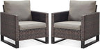 Belord Oversize Patio Chairs Set of 2 Outdoor Wicker Dining Chairs, All-Weather by Belord