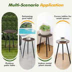 Metal Outdoor Side Tables Set of Two Small Outside Round End Table - Image 6