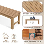 Psilvam Outdoor Bench, Two Person Poly Lumber Porch Bench, Weatherproof Garden - Image 4