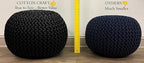 COTTON CRAFT - Hand Knitted Cable Style Dori Pouf - Blue - Floor Ottoman - - Image 6