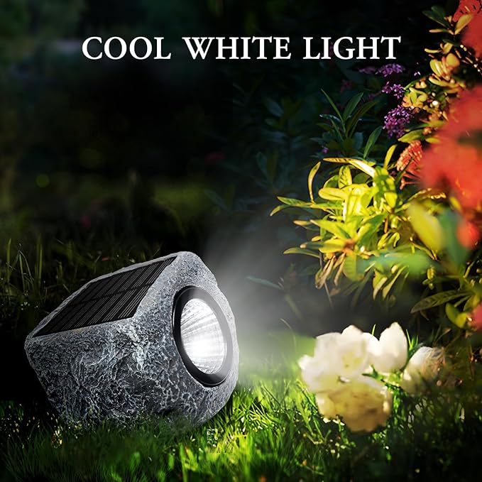 Solar Rock Lights Outdoor 4 Pack, Bright Solar Spotlights Outdoor Waterproof - Image 2