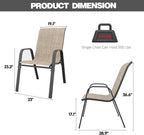 Patio Chairs Set of 4, Stackable Outdoor Dining Chairs - Image 7