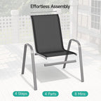 Patio Chairs Set of 4, Easily Set Up Stackable Outdoor Dining Chairs - Image 4