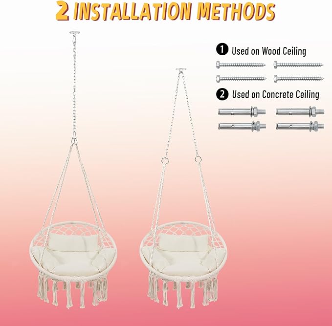 Macrame Hammock Hanging Swinging Chair - Image 7
