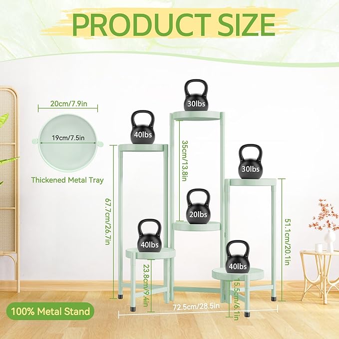 iDavosic.ly Plant Stand Indoor Outdoor, 6 Tier Corner Metal Flower Display - Image 3