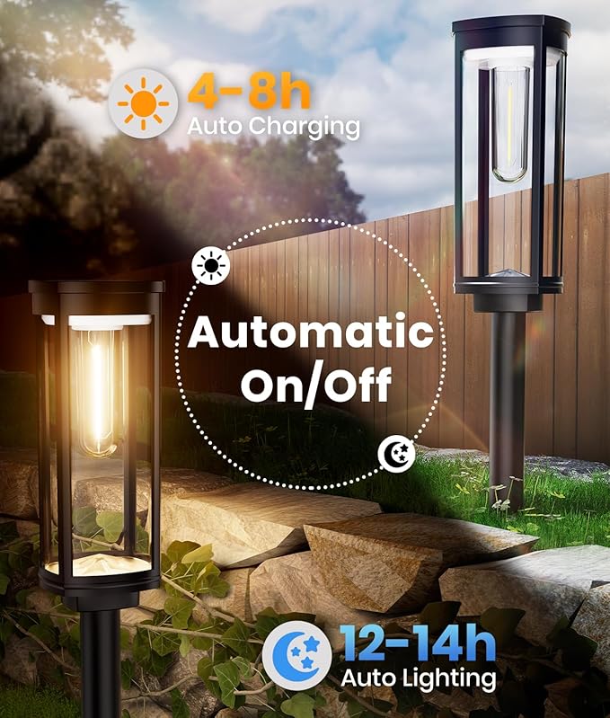 Solar Pathway Lights Outdoor, IP65 Waterproof Auto On/Off Solar Garden Lights - Image 6