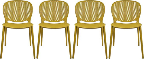 2xhome Set of 4 Patio Dining Chairs | Modern Stackable Outdoor Pool Side Chair by 2xhome