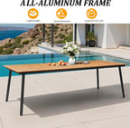 95" Patio Outdoor Dining Table for 8-10, Weather-Resistant Wood-Grain Top - Image 5