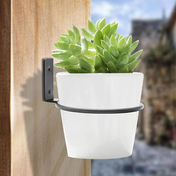 6 Pack 5 inch Flower Pot Holder Ring, Flower Pot Holder Ring Wall Mounted Set - Image 2