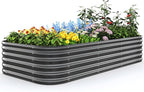 Quictent Galvanized Raised Garden Bed Kit, Strengthened by Crossbar, Dark Gray by QUICTENT