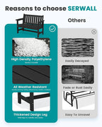 SERWALL Outdoor Bench, HDPE Outdoor Benches Weatherproof, 2-Person Garden Bench - Image 9