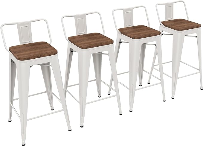 Yongchuang 24 inch Metal Bar Stools Set of 4 Counter Height Barstools Farmhouse by YongchuangInternational