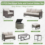 Belord Spacious 11 Pieces Patio Conversation Set - Image 2