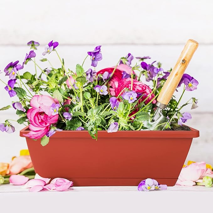 Window Box Planter, 7 Pack Plastic Vegetable Flower Planters Boxes 17 Inches - Image 2