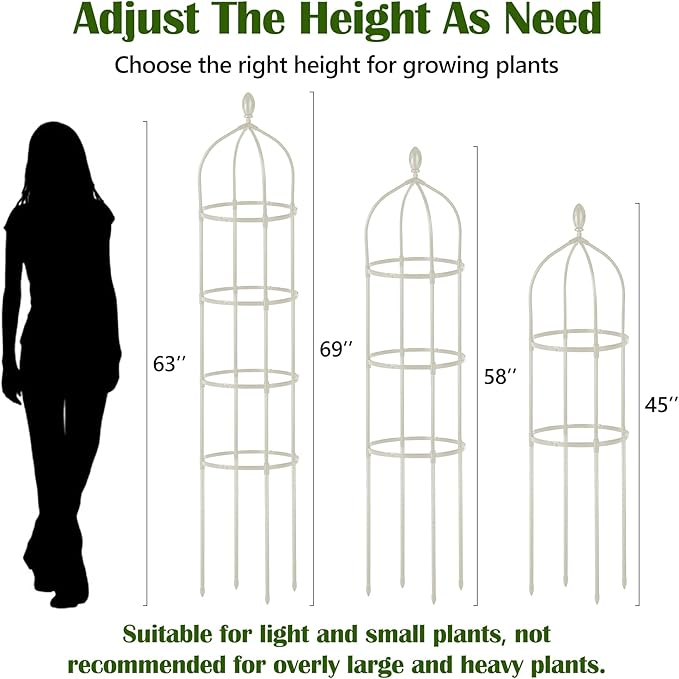Garden Obelisk Trellis for Climbing Plants Outdoor 6 Ft Rose Bush Round Trellis - Image 3