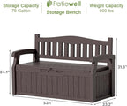 Patiowell 75 Gallon Plastic Storage Bench, Water-Resistant Deck Box - Image 3