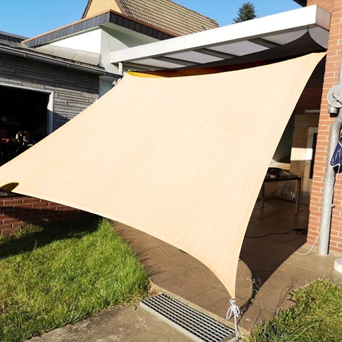 KANAGAWA 14'X14' Cream Custom Size Sun Shade Sail Square UV Block Canopy Cover by KANAGAWA