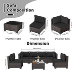 LEVELEVE 7 Pieces Outdoor Patio Furniture Sets, Rattan Conversation Sectional - Image 2