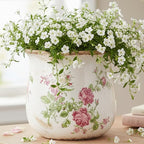 Shabby Chic Flower Pot, 6.11 Inch Ceramic Planter - Image 4