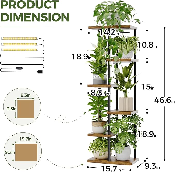 Bamworld Plant Shelf with Grow Light - Image 2