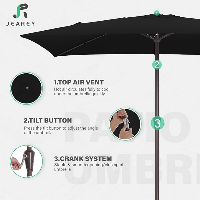JEAREY 6.5x10 ft Rectangular Patio Umbrellas Rectangle Outdoor Umbrella - Image 7