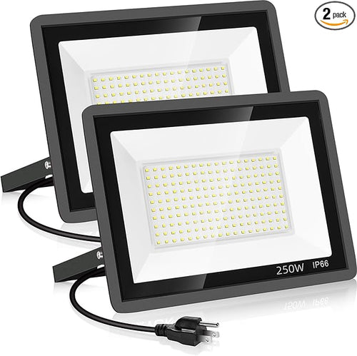 2 Pack 250W Led Flood Lights Outdoor, Super Bright 37000LM Security Lights by YANYCN