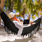 Bellzacasa Double Hammock, Heavy Duty 500 lb Load Capacity Tassels and Fishtail - Image 4